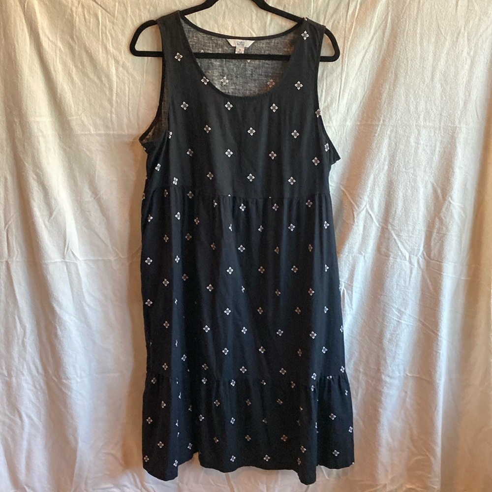 Linen/Rayon Sundress Croft & Barrow Black Floral XL
